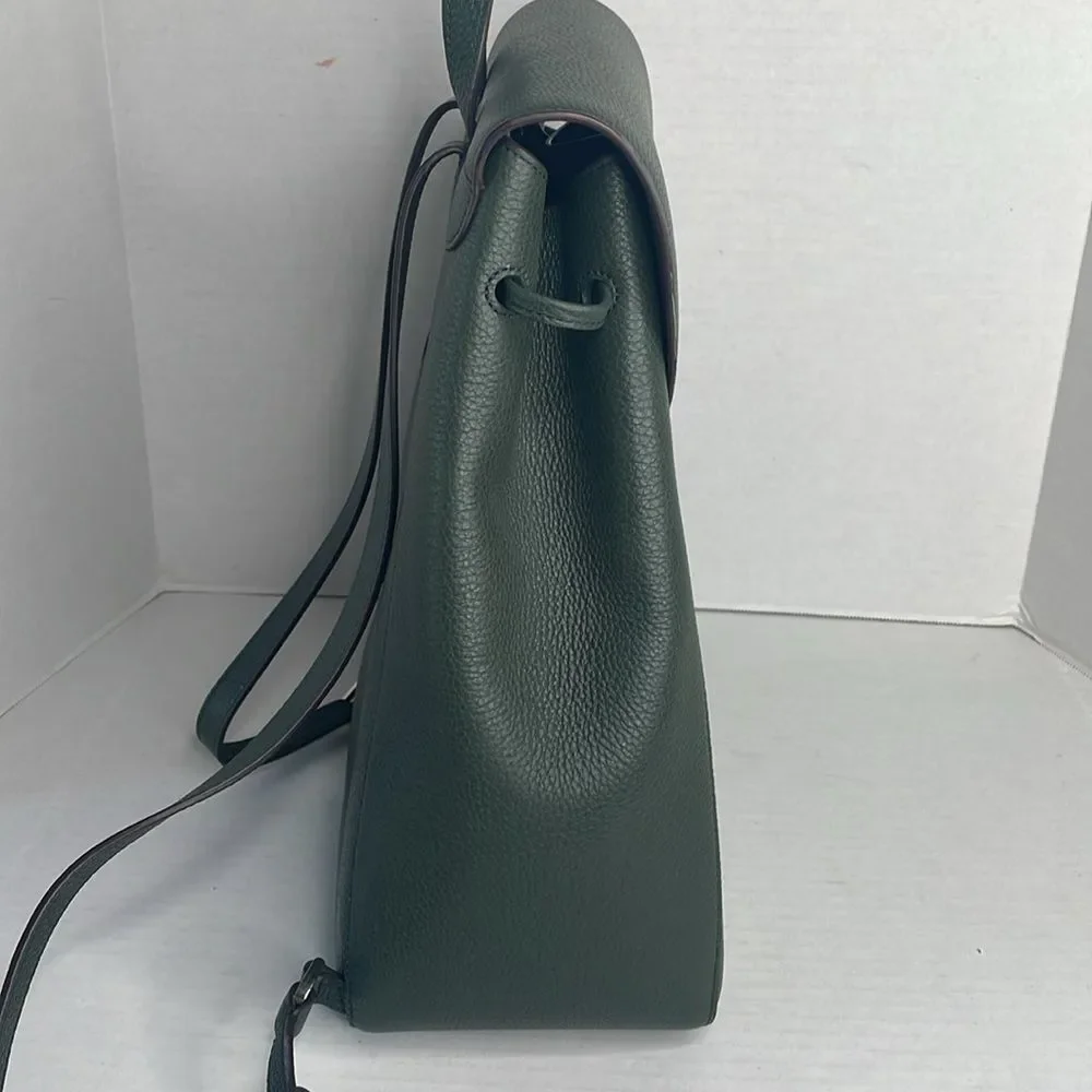 Kate Spade Leila large flap green leather backp NWOT